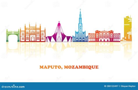 Colourfull Skyline Panorama of City of Maputo, Mozambique Stock Vector ...