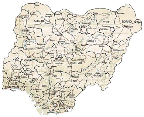 Map of Nigeria by Phone Book of the World.com