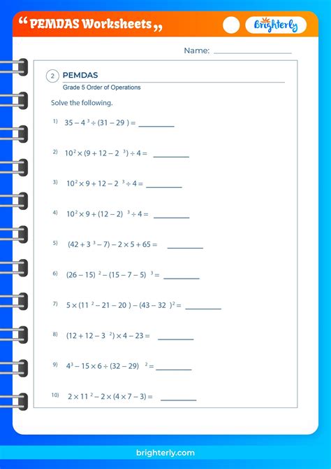 Free Printable PEMDAS Worksheets for Kids [PDFs] Brighterly