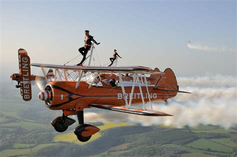 Breitling Wingwalkers perform a breathtaking sequence of acrobatic manoeuvres whilst strapped to ...