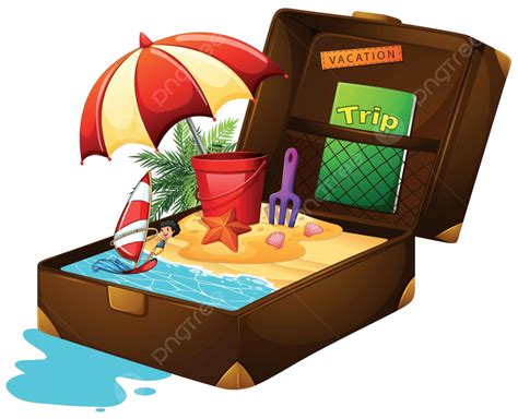 Beach And Sand In Suitcase Sightseeing Clipart Clip Art Vector, Sightseeing, Clipart, Clip Art ...