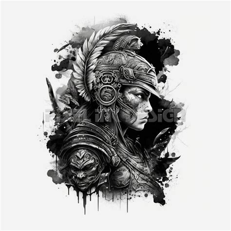 Athena Goddess of War Tattoo Design Download High Resolution Digital Art PNG Transparent ...