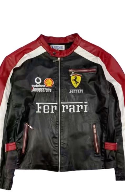 Black and Red Ferrari Leather Jacket