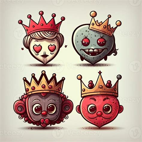 Funny Cartoon Drawing of a Crowned King and Queen for Valentines Day ...