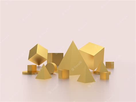 Premium Photo | A group of different gold geometric shapes