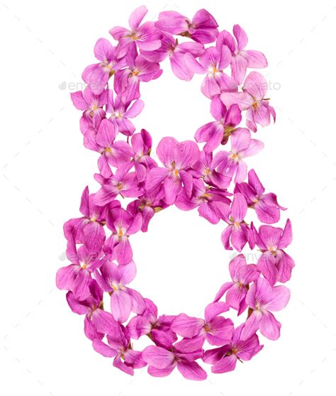 Arabic numeral 8, eight, from flowers of viola, isolated on white background Stock Photo by ...