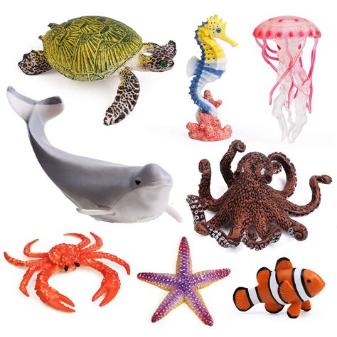 Buy 8pcs Sea Animal Figures Realistic Ocean Animal Figurines Toy Playset for Kids Cake Toppers ...