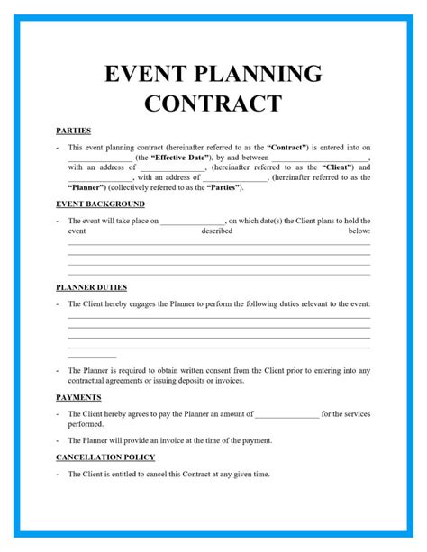 Free Printable Event Planning Contracts