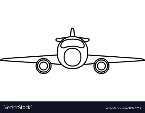 Jet airplane private transport front view outline Vector Image