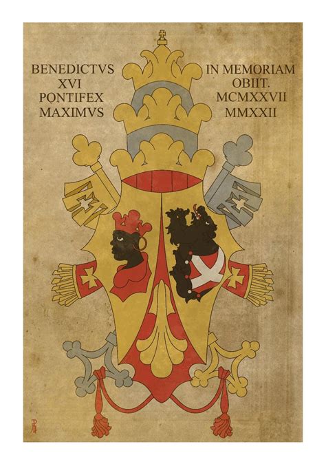 Coat of Arms of the Pope Benedict XVI illustrated by me. : r/heraldry