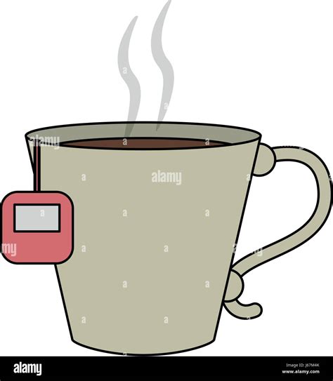 Imagen en color de dibujos animados taza de té de porcelana con vapor Imagen Vector de stock - Alamy