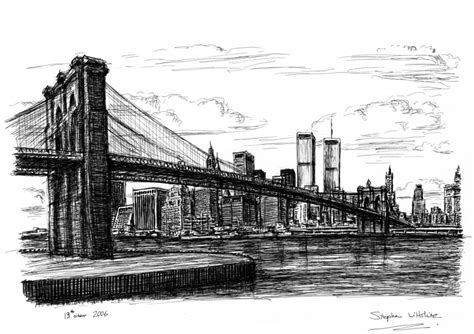 Memory drawing of Manhattan Skyline - Original drawings, prints and ...