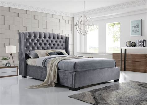 IFC Brando Wing Back Chesterfield King Size Bed Frame - Grey for sale online | eBay | King size ...