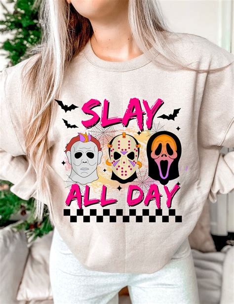 Slay All Day Png Retro Halloween Png Horror Halloween - Etsy