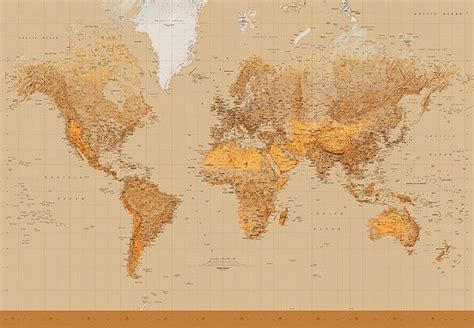 Kids Brown Political World Map Wallpaper Mural In 2020 World Map Images