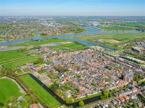 aerial view Vianen, aerial view of the old city center