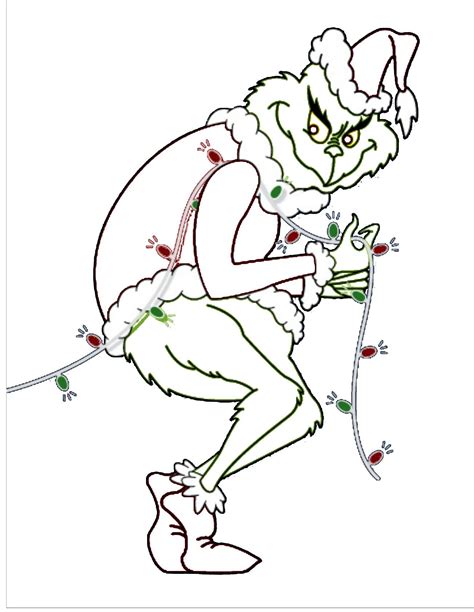 Grinch outline | Grinch stealing lights, Grinch christmas party, Christmas drawing