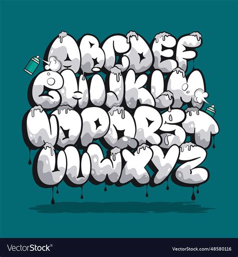 Graffiti bubble alphabet font Royalty Free Vector Image