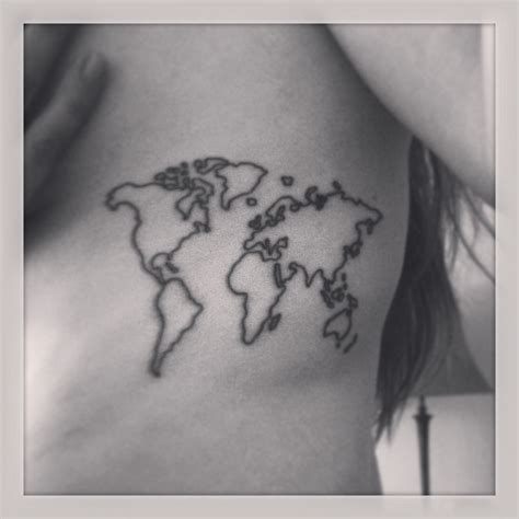 World Map Outline Tattoo Ribs