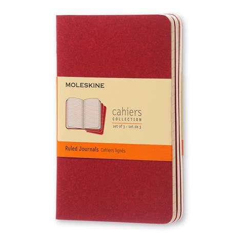 Moleskine Cahier Journals, 3-1/2" x 5-1/2", Ruled, 64 Pages, Cranberry Red, Set Of 3 Journals ...