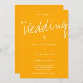 QR Code Yellow Typography Wedding Invitation | Zazzle