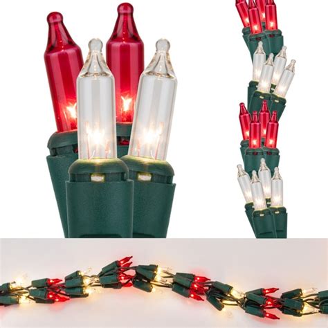 Garland Lights - 9' Garland Lights, 300 Red/Clear Lights, Green Wire