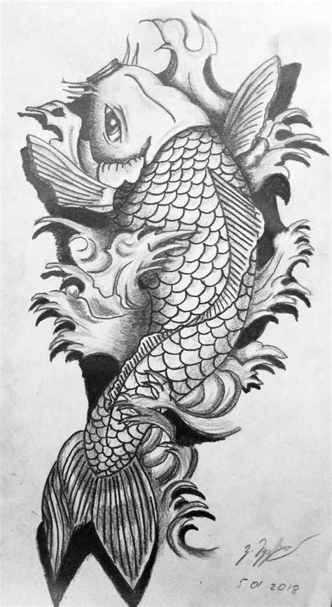 Carpa linda #dragonkoifishtattoodesigns Japanese Koi Fish Tattoo, Koi Fish Drawing, Japanese ...