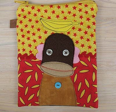 Monkey and banana - zippered pouch | sykossa.blogspot.com/ | Flickr