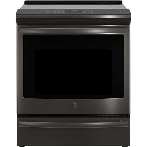 GE - 5.3 Cu. Ft. Freestanding Electric Induction Convection Range - Black stainless steel at ...