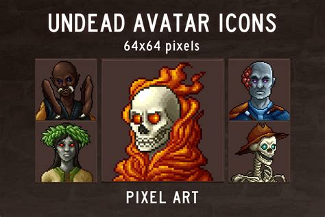 Undead Avatar Icons 64x64 Pixel Art - CraftPix.net