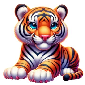 Cartoon Tiger Sitting On Grass Isolated White Background, Cartoon Tiger Sitting On Grass ...