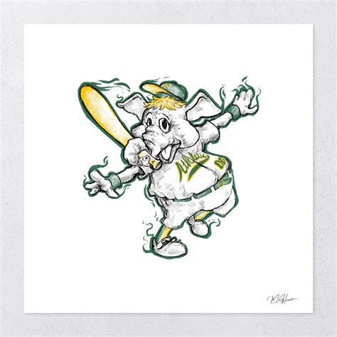 Stomper Oakland A's Athletics Mascot Baseball Illustrated | Etsy