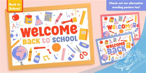 Welcome Back to School Illustrated Icons Poster