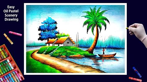 Beautiful Scenery Drawing With Oil Pastels : In this video i show you how to draw beautiful ...