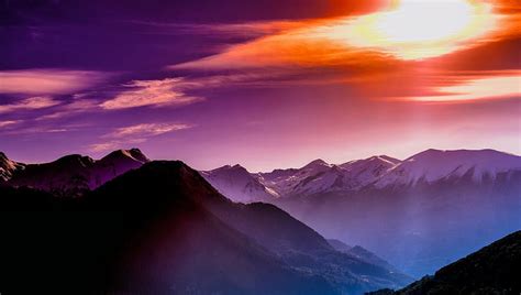 Mountain, sunset, horizon, sky, HD wallpaper | Peakpx