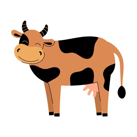 Cute brown cow. Cartoon farm animals. Simple vector flat 7533873 Vector Art at Vecteezy