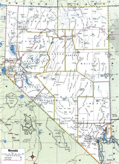 Nevada counties map.Free printable map of Nevada counties and cities