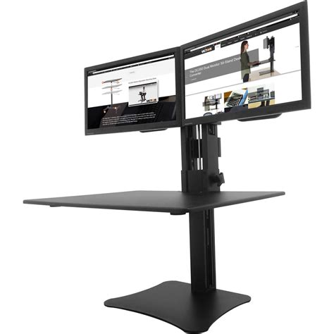 Victor High Rise Manual Dual Monitor Standing Desk Workstation - Up to ...