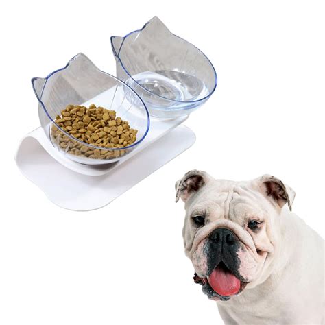 Cat Dog Bowls Elevated Cat Food Water Bowls Tilted Raised Pet Feeder Bowl for Cats and Small ...