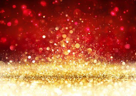 Christmas Background - Golden Glitter On Shiny Red - Stock Image - Everypixel