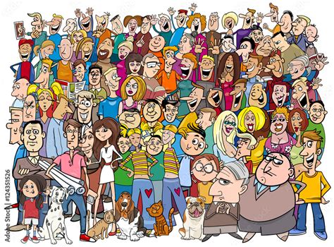 people in the crowd cartoon Stock Vector | Adobe Stock