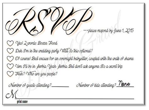 Funny Wedding Response Card Wording Ideas - Kuda Invitation Card