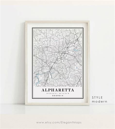 Alpharetta Georgia Map Alpharetta GA Map Alpharetta City - Etsy