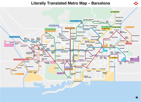 Literally Translated Barcelona Metro Map : Barcelona