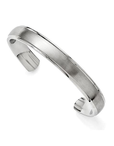 Men's Brushed Stainless Steel Cuff Bracelet - Simply Sterling