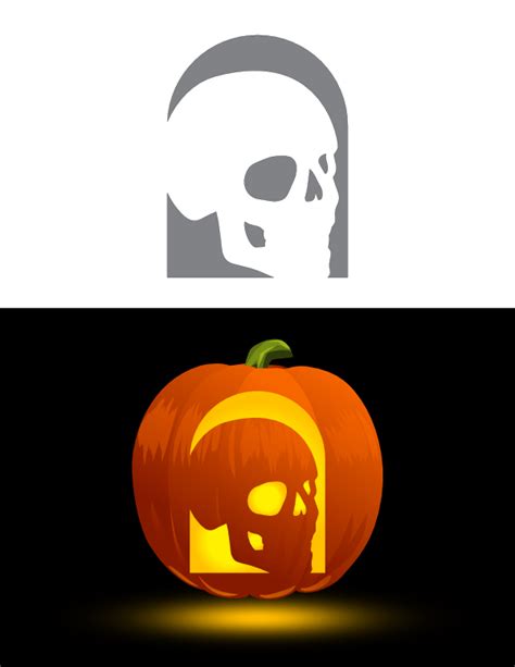 Printable Skull Pumpkin Stencil