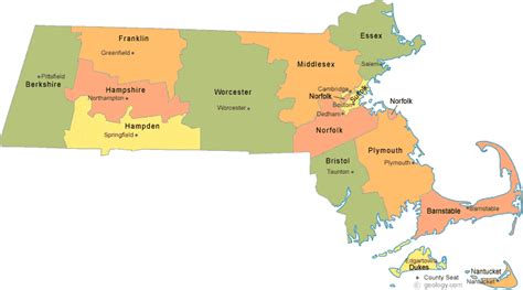 Massachusetts County Map