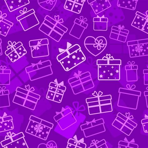 Premium Vector | Seamless pattern of gift boxes, white on violet