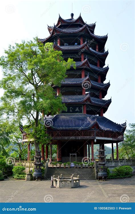 Chinese Pavillion at Fengdu Ghost City, China Stock Image - Image of ...