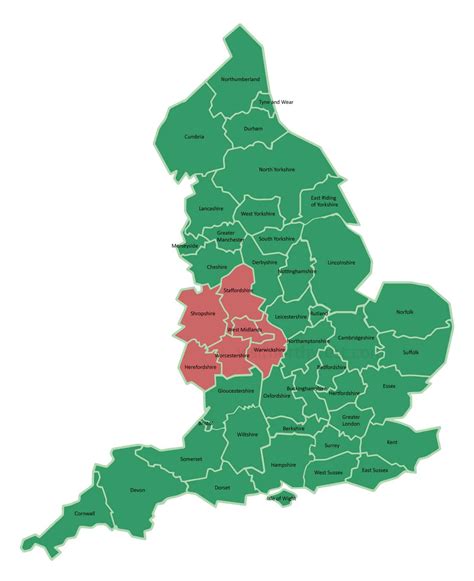 Download A Free Map Of The West Midlands Region Of England